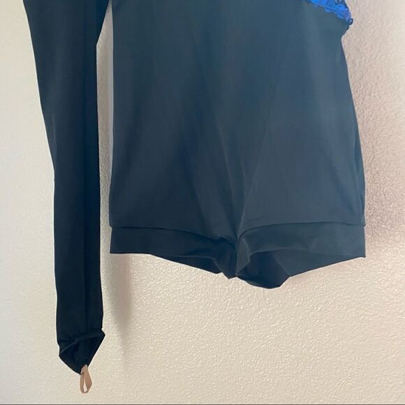 WEISSMAN Balera Dance Costume blue sequin one puff sleeve large child LC - Picture 5 of 13